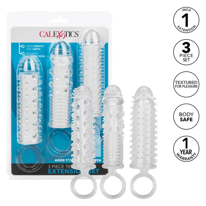 Male Sex Toys | California Exotic 3 Piece Textured Extension Set Male Sex Toys | California Exotic 3 Piece Textured Extension Set