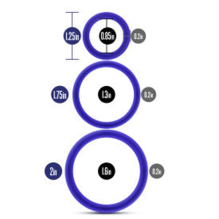 Anal | Blush Novelties Performance - Vs4 Pure Premium Silicone Cockring Set - Indigo Anal | Blush Novelties Performance - Vs4 Pure Premium Silicone Cockring Set - Indigo