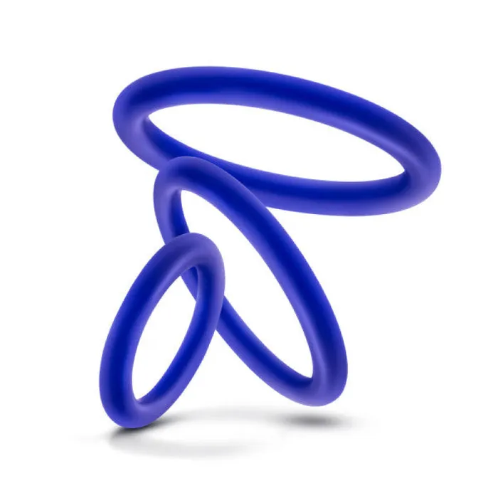 Anal | Blush Novelties Performance - Vs4 Pure Premium Silicone Cockring Set - Indigo Anal | Blush Novelties Performance - Vs4 Pure Premium Silicone Cockring Set - Indigo