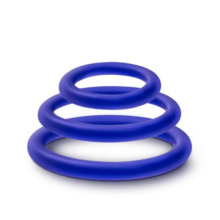 Anal | Blush Novelties Performance - Vs4 Pure Premium Silicone Cockring Set - Indigo Anal | Blush Novelties Performance - Vs4 Pure Premium Silicone Cockring Set - Indigo