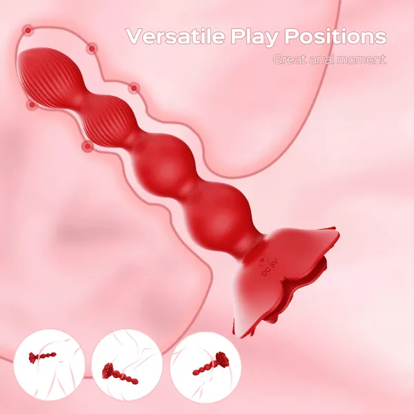 Playfulsextoy Anal | Remote Control Rose Rotating Beads Butt Plug Vibrator