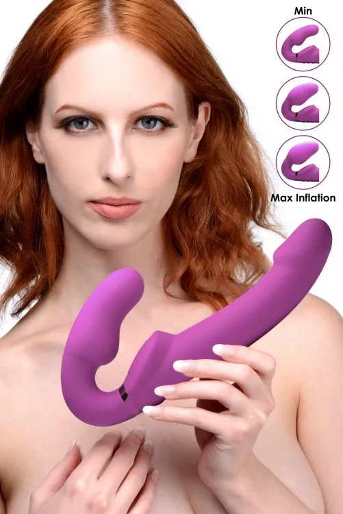 XR Brands Female Sex Toys | Strap U 10x Evoke Ergo-fit Inflatable & Vibrating Strapless Strap-on