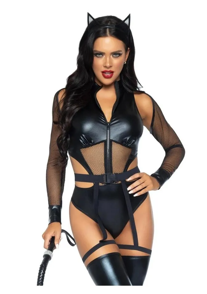 Leg Avenue Leg Avenue Criminal Kitty CutOut Zip Up Bodysuit with Snap Crotch Belt with Attached Garters and Cat Ear Headband Male Sex Toys Leg Avenue Leg Avenue Criminal Kitty CutOut Zip Up Bodysuit with Snap Crotch Belt with Attached Garters and Cat Ear Headband Male Sex Toys