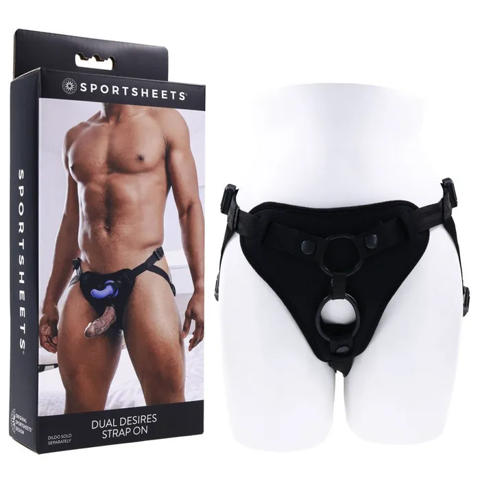 Sportsheets Female Sex Toys SPORTSHEETS Dual Desires Strap On Black Adjustable StrapOn Harness No Probe Sportsheets Female Sex Toys SPORTSHEETS Dual Desires Strap On Black Adjustable StrapOn Harness No Probe