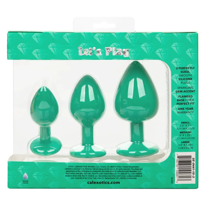 Anal California Exotic Novelties Cheeky Gems 3pc Anal Plug Set in Green
