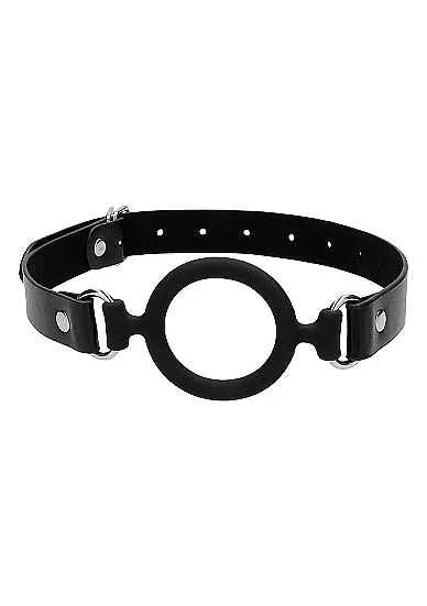 Black White Silicone Ring Gag W Adjustable Straps SHOTS AMERICA Anal