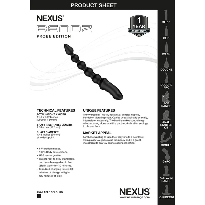 Nexus Bendz Vibrating Anal Probe Nexus Anal Nexus Bendz Vibrating Anal Probe Nexus Anal