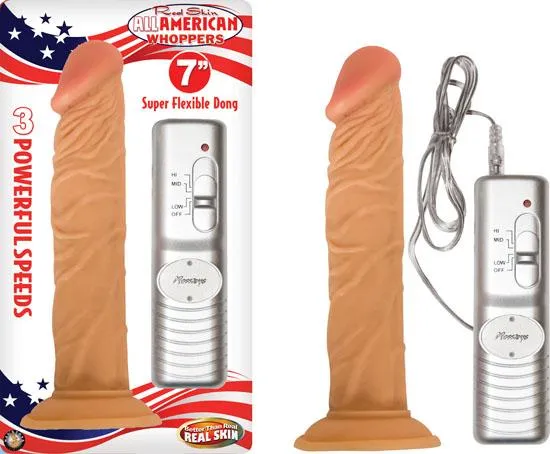 All American Whopper 7 inches Vibrating Dong Beige Nasstoys Dildos