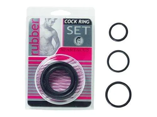Male Sex Toys Spartacus Rubber Cock Ring Set Black