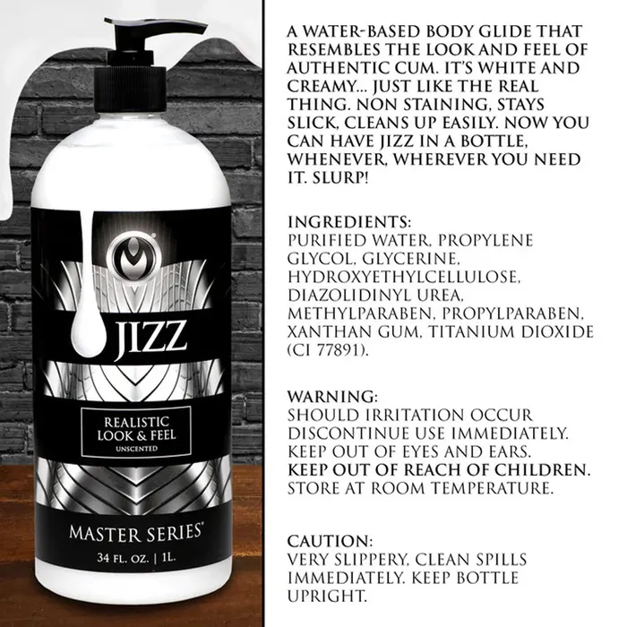 Vibrators XR Brands Jizz Unscented WaterBased Lube 34oz