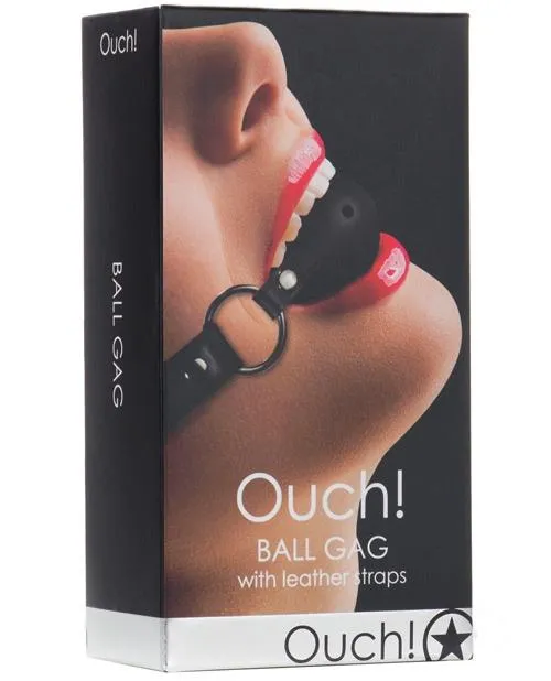 Couples Shots Toys Ouch Ball Gag With Leather Straps Black