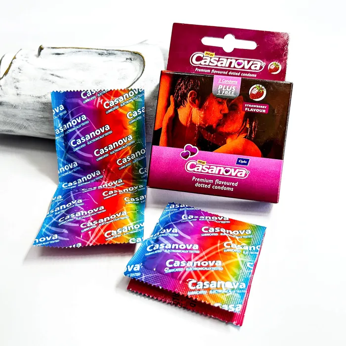 Eccentric Playroom Essentials Vibrators Casanova Premium Dotted Condoms 4s Strawberry