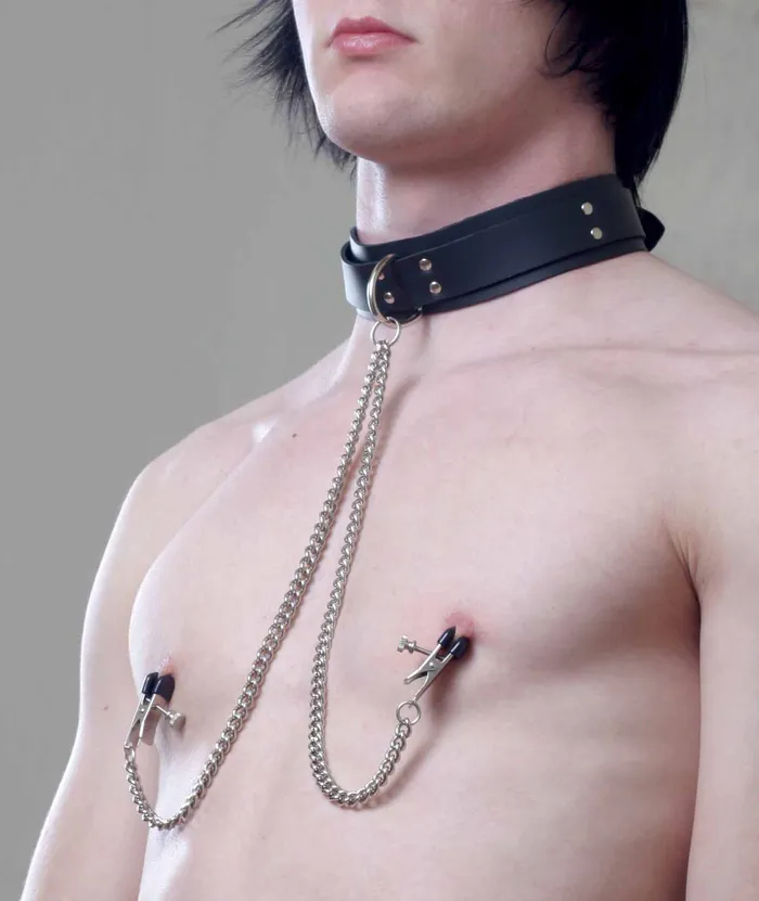Female Sex Toys Spartacus Collar With Attached Nipple Clamps
