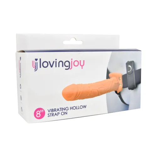 Female Sex Toys Loving Joy Loving Joy 8 Inch Vibrating Hollow Strap On Vanilla